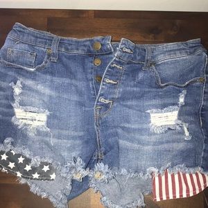 Patriotic/ flag denim cutoff shorts